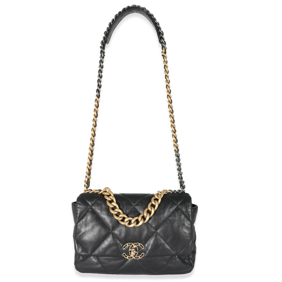 Chanel Black Shiny Lambskin Chanel 19 Flap Bag - Picture 2 of 9
